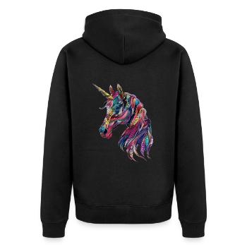 Einhorn - Unisex Premium Bio Zip Hoodie - Schwarz - Hinten - Nico (187cm)
