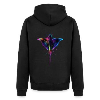 Stachelrochen - Unisex Premium Bio Zip Hoodie - Schwarz - Hinten - Nico (187cm)