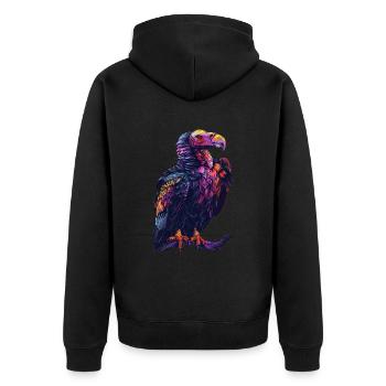 Geier - Unisex Premium Bio Zip Hoodie - Schwarz - Hinten - Nico (187cm)