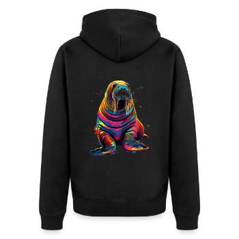 Walross - Unisex Premium Bio Zip Hoodie - Schwarz - Hinten - Nico (187cm)