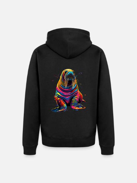 Walross - Unisex Premium Bio Zip Hoodie - Schwarz