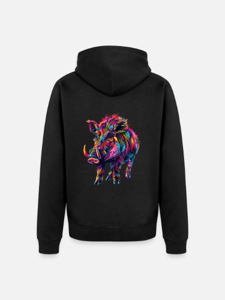 Warzenschwein - Unisex Premium Bio Zip Hoodie - Schwarz