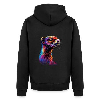 Wiesel - Unisex Premium Bio Zip Hoodie - Schwarz - Hinten - Nico (187cm)
