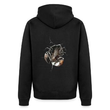 Skorpion - Unisex Premium Bio Zip Hoodie - Schwarz - Hinten - Nico (187cm)