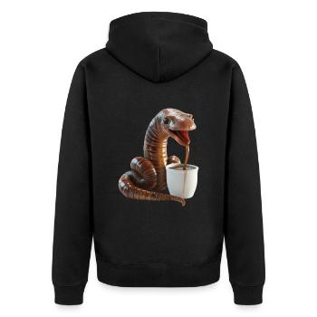 Wurm Kaffee - Unisex Premium Bio Zip Hoodie - Schwarz - Hinten - Nico (187cm)
