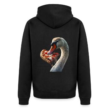 Schwan - Unisex Premium Bio Zip Hoodie - Schwarz - Hinten - Nico (187cm)