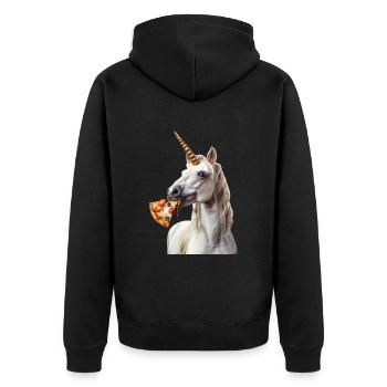Einhorn - Unisex Premium Bio Zip Hoodie - Schwarz - Hinten - Nico (187cm)