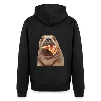 Walross - Unisex Premium Bio Zip Hoodie - Schwarz - Hinten - Nico (187cm)