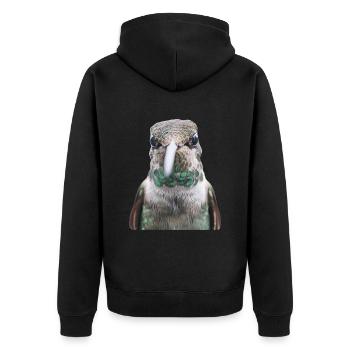 Kolibri - Unisex Premium Bio Zip Hoodie - Schwarz - Hinten - Nico (187cm)