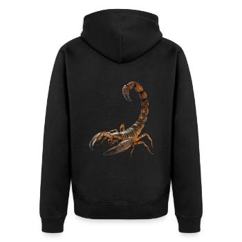 Skorpion - Unisex Premium Bio Zip Hoodie - Schwarz - Hinten - Nico (187cm)