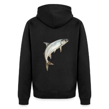 Tarpon - Unisex Premium Bio Zip Hoodie - Schwarz - Hinten - Nico (187cm)