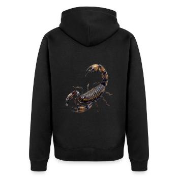 Skorpion - Unisex Premium Bio Zip Hoodie - Schwarz - Hinten - Nico (187cm)
