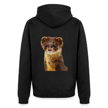Wiesel - Unisex Premium Bio Zip Hoodie - Schwarz - Hinten - Nico (187cm)