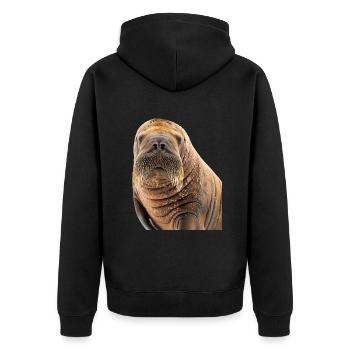 Walross - Unisex Premium Bio Zip Hoodie - Schwarz - Hinten - Nico (187cm)