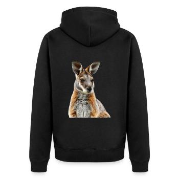 Wallaby - Unisex Premium Bio Zip Hoodie - Schwarz - Hinten - Nico (187cm)