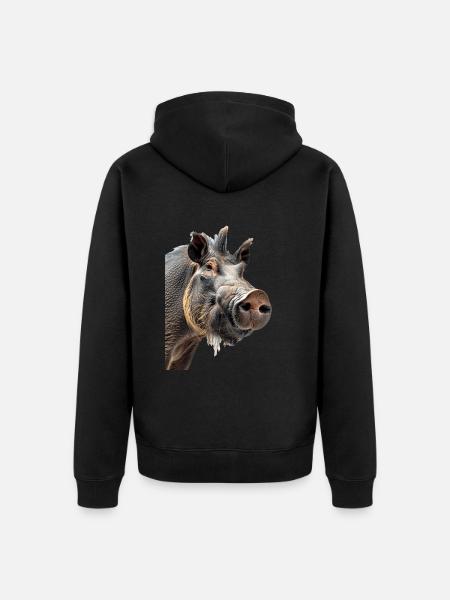 Warzenschwein - Unisex Premium Bio Zip Hoodie - Schwarz