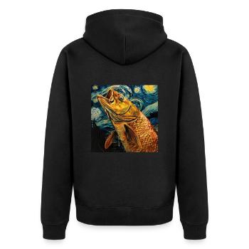 Tarpon - Unisex Premium Bio Zip Hoodie - Schwarz - Hinten - Nico (187cm)