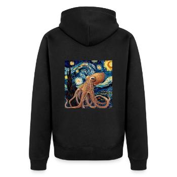 Tintenfisch - Unisex Premium Bio Zip Hoodie - Schwarz - Hinten - Nico (187cm)