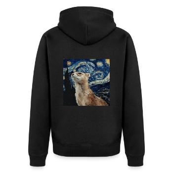 Hermelin - Unisex Premium Bio Zip Hoodie - Schwarz - Hinten - Nico (187cm)