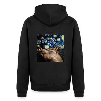 Warzenschwein - Unisex Premium Bio Zip Hoodie - Schwarz - Hinten - Nico (187cm)