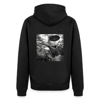 Kolibri - Unisex Premium Bio Zip Hoodie - Schwarz - Hinten - Nico (187cm)