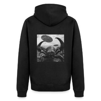 Skorpion - Unisex Premium Bio Zip Hoodie - Schwarz - Hinten - Nico (187cm)