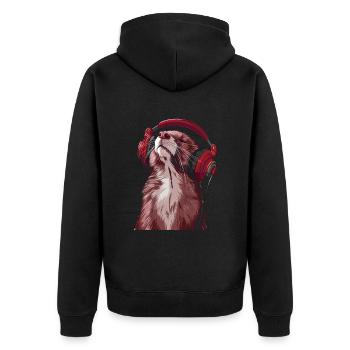 Hermelin - Unisex Premium Bio Zip Hoodie - Schwarz - Hinten - Nico (187cm)