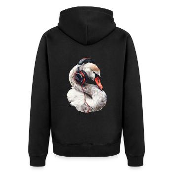 Schwan - Unisex Premium Bio Zip Hoodie - Schwarz - Hinten - Nico (187cm)