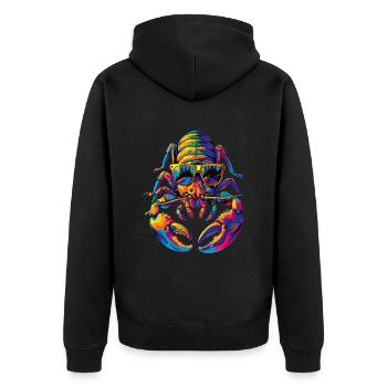 Skorpion - Unisex Premium Bio Zip Hoodie - Schwarz - Hinten - Nico (187cm)