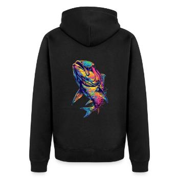 Tarpon - Unisex Premium Bio Zip Hoodie - Schwarz - Hinten - Nico (187cm)