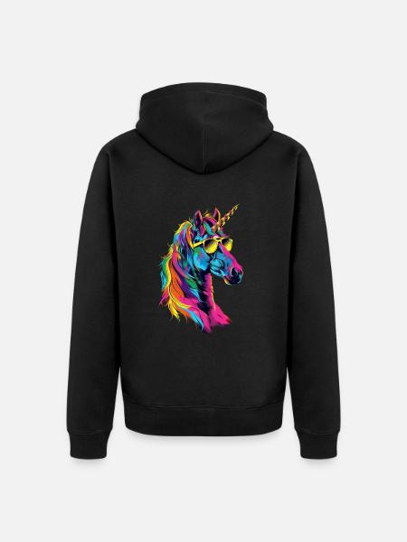 Einhorn - Unisex Premium Bio Zip Hoodie - Schwarz