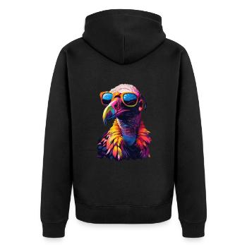 Geier - Unisex Premium Bio Zip Hoodie - Schwarz - Hinten - Nico (187cm)
