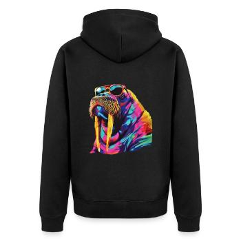Walross - Unisex Premium Bio Zip Hoodie - Schwarz - Hinten - Nico (187cm)