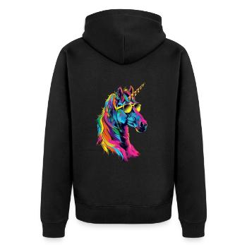 Einhorn - Unisex Premium Bio Zip Hoodie - Schwarz - Hinten - Nico (187cm)