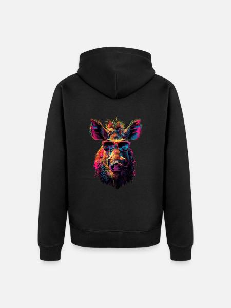 Warzenschwein - Unisex Premium Bio Zip Hoodie - Schwarz