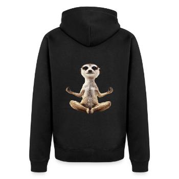 Erdmännchen - Unisex Premium Bio Zip Hoodie - Schwarz - Hinten - Nico (187cm)