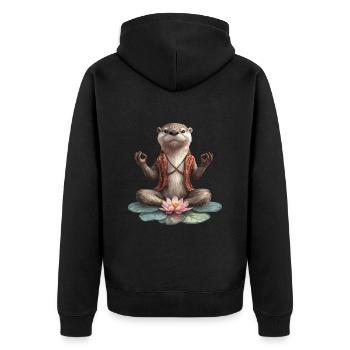 Otter - Unisex Premium Bio Zip Hoodie - Schwarz - Hinten - Nico (187cm)