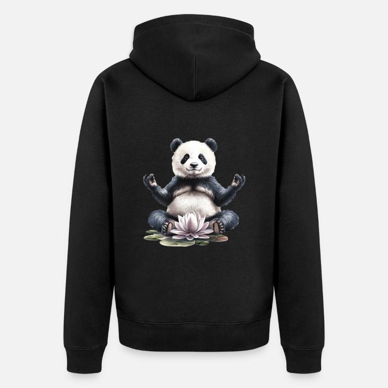 Panda - Unisex Premium Bio Zip Hoodie - Schwarz