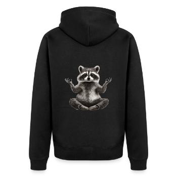 Waschbär - Unisex Premium Bio Zip Hoodie - Schwarz - Hinten - Nico (187cm)