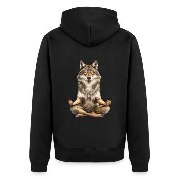 Wolf - Unisex Premium Bio Zip Hoodie - Schwarz - Hinten - Nico (187cm)