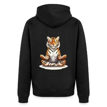 Tiger - Unisex Premium Bio Zip Hoodie - Schwarz - Hinten - Nico (187cm)