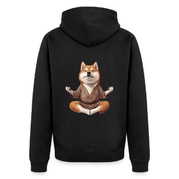 Akita - Unisex Premium Bio Zip Hoodie - Schwarz - Hinten - Nico (187cm)