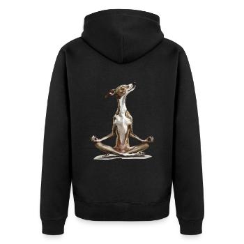 Windhund - Unisex Premium Bio Zip Hoodie - Schwarz - Hinten - Nico (187cm)