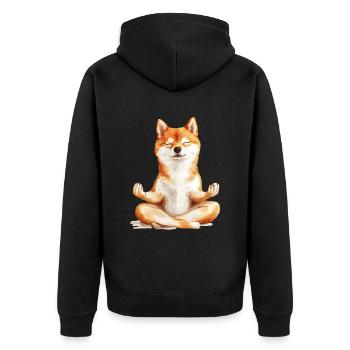 Shiba Inu - Unisex Premium Bio Zip Hoodie - Schwarz - Hinten - Nico (187cm)