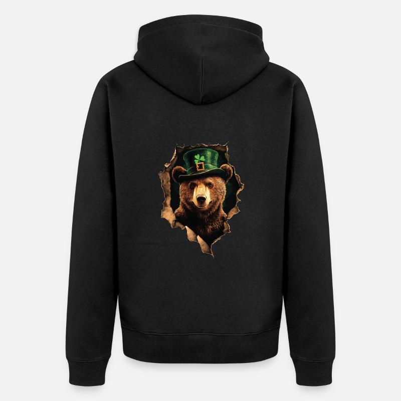 St. Patrick's Bär - Unisex Premium Bio Zip Hoodie - Schwarz