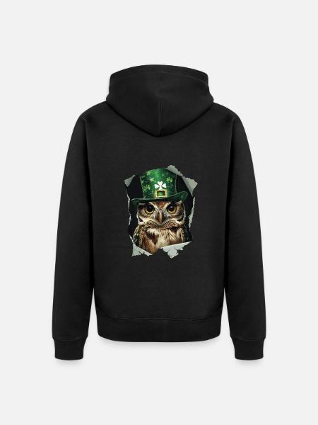 St. Patrick Eule - Unisex Premium Bio Zip Hoodie - Schwarz