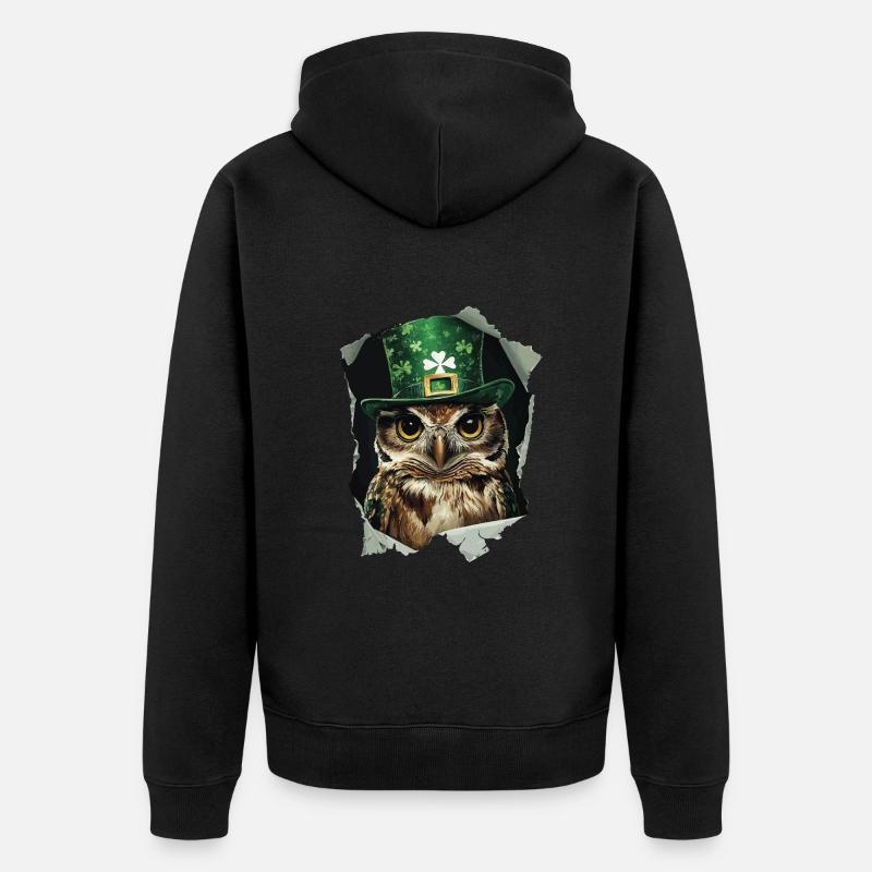St. Patrick Eule - Unisex Premium Bio Zip Hoodie - Schwarz