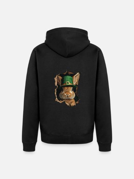 St. Patrick Kaninchen - Unisex Premium Bio Zip Hoodie - Schwarz