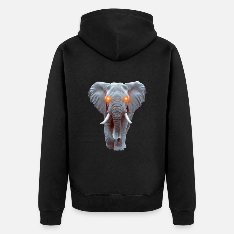 Elefant - Unisex Premium Bio Zip Hoodie - Schwarz