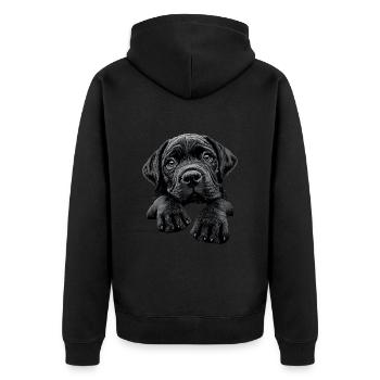 Bullmastiff - Unisex Premium Bio Zip Hoodie - Schwarz - Hinten - Nico (187cm)